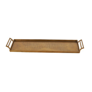 Plateau de service rectangulaire en métal de luxe avec poignées, plateau décoratif vintage doré pour la décoration de la maison - Product Image 1