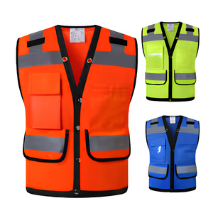 Gilet de sécurité réfléchissant et respirant haute visibilité pour la construction en polyester orange, jaune, vert citron, rose, bleu, noir, maille - Product Image 3