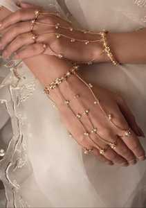 Gold Plated Imitation Pearl Geometric Zircon Classic Wrap <b>Bracelets</b> Women's Romantic Hand Chain Fashion <b>Bangle</b> Jewelry for - Product Image 3