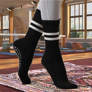 Chaussettes de yoga fitness, bas longs rayés - Product Image 4