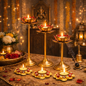 Candelabro de metal con diseño elegante de loto, soporte alto para velas, decoración para el hogar, para cumpleaños, fiestas, bodas, artesanía natural - Product Image 5