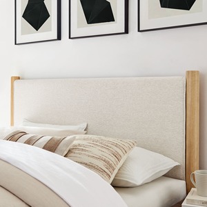 Lit plateforme scandinave Queen Size avec tête de lit rembourrée douce, cadre de lit en bois de bouleau massif - Abele - Product Image 4