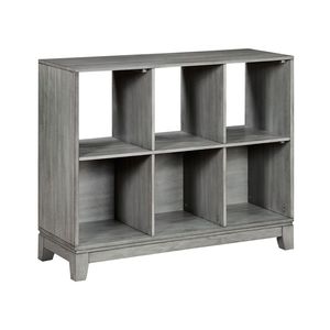 Gray Finish 6 Shelf <b>Wooden</b> <b>Bookcase</b> Furniture 1pc Unit - Product Image 2