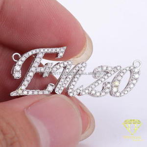 Custom Script <b>Name</b> Moissanite Diamond Pendant Full Stone Look Cursive <b>Letter</b> Design Bold Hip Hop Jewelry - Product Image 4