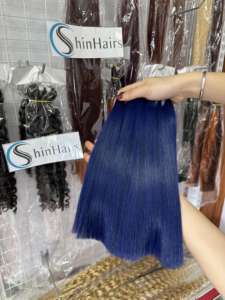 <b>Ombre</b> Blue Bone Straight Raw Hair 100% Vietnamese Human Hair for Black Women Styles With Cheap Wholesale Price - Product Image 6
