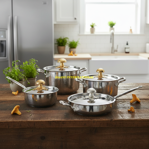 High-End Luxury <b>Stainless</b> <b>Steel</b> 4-Piece Cooking Pot <b>Set</b> Mushroom Lid Oven Safe Dishwasher Safe Premium Metal Casseroles for Gift - Product Image 4