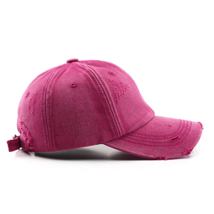 Gorra de béisbol vintage desgastada estilo papá, rosa, de 6 paneles, de algodón lavado, unisex, ajustable, con hebilla de un solo botón, informal, con letras - Product Image 1