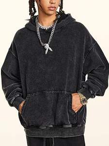 <b>Men</b>’s Acid Wash Hoodie Polyester Cotton Blend Pullover <b>Sweatshirt</b> Custom Logo Streetwear <b>Hoodies</b> Oversized Vintage Washed - Product Image 4