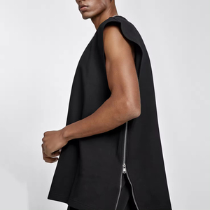 Custom <b>Mens</b> Cotton Spandex Breathable Eco-Friendly Oversized tank <b>Top</b> Raw Edge Streetwear Heavyweight Loose <b>Cropped</b> Boxy - Product Image 5
