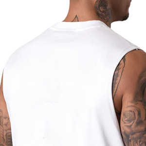 Mens <b>White</b> Sleeveless Athletic <b>Tank</b> <b>Top</b> Gym Workout Shirt Fitness Training Sportswear Apparel - Product Image 4