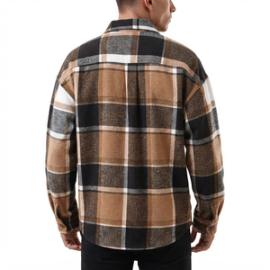 mens <b>flannel</b> shirt custom woven plaid button down casual fashion <b>overshirt</b> wholesale manufacturer private label apparel supplier - Product Image 2