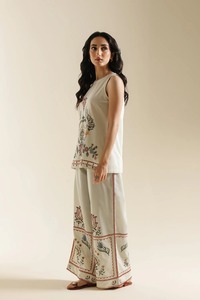 Cream Embroidered Women's Sleeveless Top Ethnic Indian Pakistani Traditional Casual Wear Cotton Regular Fit Adult - Product Image 4