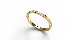 Bague en or 18 carats classique sertie de diamants pour femme, coupe ronde, demi-alliance éternelle empilable, bague de mariage, bijoux fins pour femme - Product Image 2
