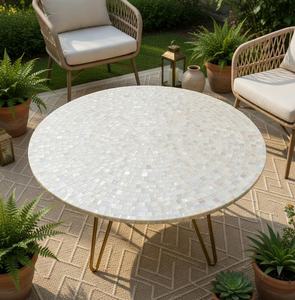 Table basse artisanale écologique polie de luxe, meubles de salon faits à la main, nacre, CRAFTSY HOME CH-588 - Product Image 3