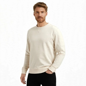 Custom <b>Men</b> Off <b>White</b> Crewneck Sweatshirt Plain Heavyweight Fleece Pullover Long Sleeve Casual Slim Fit Blank <b>Sweater</b> Sleeve Pock - Product Image 1