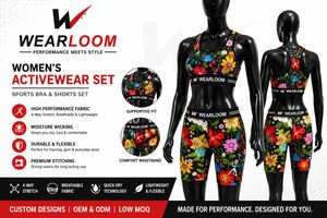 ชุดออกกำลังกายลายดอกไม้สำหรับผู้หญิง WearLoom – สปอร์ตบราและกางเกงขาสั้นสำหรับปั่นจักรยาน - Product Image 6