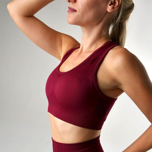 Conjunto Deportivo de Yoga de 3 Piezas para Mujer, Color Sólido, Elástico, Ropa Deportiva Activa, Procedente de Pakistán, Venta al Por Mayor - Product Image 4