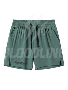 Pantalones Cortos Deportivos para Hombre Bloodline, Color Azul Claro, Cintura con Cordón, Secado Rápido, con Bolsillos, Largo Medio, Color Sólido, Logotipo Frontal - Product Image 3