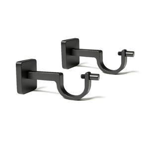 Wholesale Adjustable Curtain <b>Rod</b> Bracket Heavy Duty Iron Metal Curtain Bracket <b>Holder</b> Factory Price Black Window Drapery <b>Rod</b> - Product Image 5