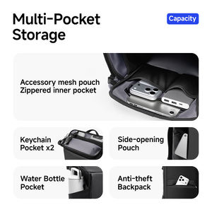 Mochila Ejecutiva Negra para Portátil, Resistente al Agua, Minimalista, para Viajes de Negocios y Uso Diario - Product Image 2