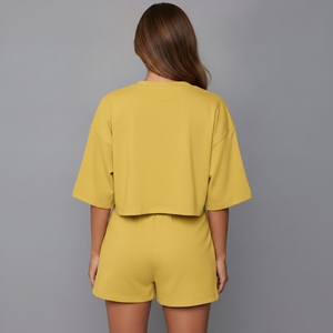 Nouvel Arrivage 2026 – Ensemble Short 2 Pièces Femme Grande Taille en Coton Uni avec Logo Personnalisé, Coupe Droite, Style Urbain - Product Image 3
