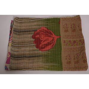 Handmade Kantha <b>Quilt</b> Vintage Floral Cotton Indian Boho Bedspread Reversible Blanket Eco-Friendly Washable All-Season Home Decor - Product Image 3