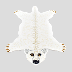 Tapis moderne en laine tufté à la main, motif ours polaire, design de fourrure d'animal de dessin animé mignon, contour sculpté avec précision pour enfants - Product Image 2