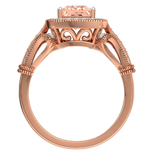 925 Sterling <b>Silver</b> Rose Gold Plated Princess Cut Pink Morganite CZ Double Halo <b>Ring</b> Vintage Luxury <b>Statement</b> <b>Ring</b> for Women - Product Image 4