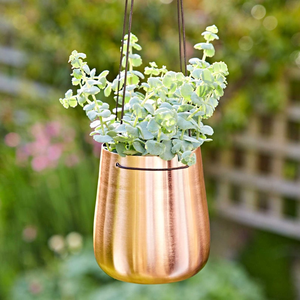 Maceta Colgante de Metal con Acabado en Cobre y Cables de Suspensión Negros, Maceta Cilíndrica Moderna para Plantas de Interior, Estilo Contemporáneo - Product Image 5