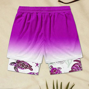 Short de bain double couche pour homme, unisexe, séchage rapide, imprimé floral, léger, respirant, résistant à l'eau, avec cordon de serrage - Product Image 1