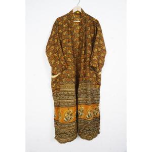 Kimono Romántico Vintage a Rayas, 100% Seda Pura, Suave y de Alta Calidad, Secado Rápido, Ropa de Dormir para Mujer, Primavera, Verano, Otoño - Product Image 1