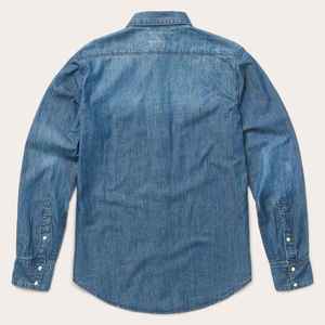 High Quality Long Sleeve Mens Western <b>Cowboy</b> Shirt Custom Logo Horn Button Plaid Cotton Denim <b>Top</b> - Product Image 2