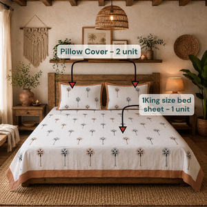 Jaipur Hand Block Printed Floral <b>King</b> <b>Size</b> Flat Bed Set 100% Cotton 200TC Soft Durable Breathable Home Hotel Use Wholesale - Product Image 6