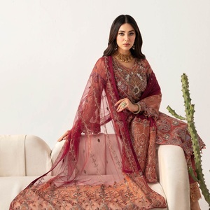 Designers pakistanais brodés Organza Shalwar Kameez costumes 3 pièces femmes décontracté tenue quotidienne Kurti Lehenga filles fêtes - Product Image 4