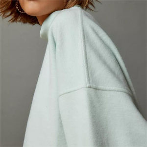 Sudadera de cuello alto para mujer, color verde menta pastel, estilo oversize, manga larga, forro polar premium, informal. - Product Image 2