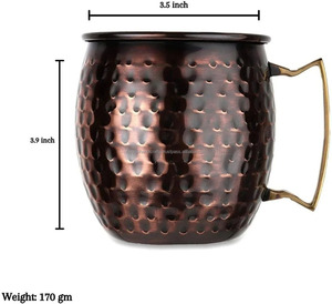 Tasses en cuivre pur de verres bénéfiques pour la santé naturelle avec finition antique par Tayyab Handicraft - Product Image 3