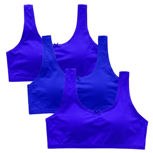 Soutien-gorge de sport pour femme, maintien moyen, respirant, couleur unie, coton et élasthanne, avec nœud décoratif - Product Image 5