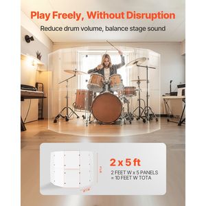Cage à batterie portable en acrylique de 1,5 m x 0,6 m avec charnières en alliage de zinc - pour concerts d'église et festivals de musique - Product Image 2