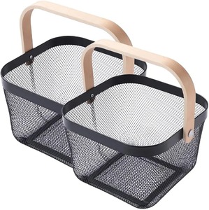 Paniers de rangement écologiques modernes en fil d'acier carré avec poignées, grands bacs organisateurs polyvalents pour cuisine, placard, étagère et usage domestique - Product Image 5