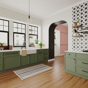 ก๊อกน้ำห้องครัวสีดำด้านแบบทันสมัยจับคู่2หลุมพร้อม360หมุนพวยสะพานสไตล์สำหรับก๊อกน้ำอ่างล้างจาน - Product Image 3