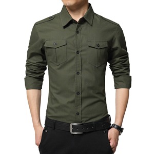 Chemise à carreaux vintage à manches longues, confortable et tendance, avec double poche cargo, pour homme - Product Image 1