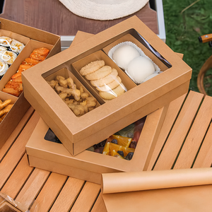 Boîte cadeau alimentaire personnalisée en kraft avec fenêtre transparente, grande boîte d'emballage pour collations et pâtisseries, usine OEM - Product Image 2