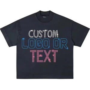 T-shirt unisexe surdimensionné à manches courtes, personnalisé, écologique, avec strass thermocollants, effet scintillant et phosphorescent, extensible, avec logo frontal - Product Image 4