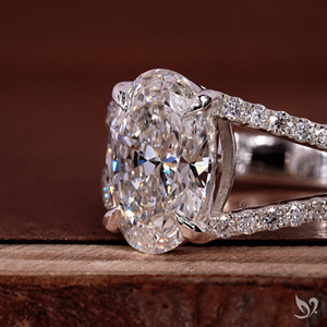 แหวนเพชรรูปไข่ 2 กะรัต แบบฝังเพชรสองแถว ทองคำขาว 10K รับรองโดย IGI สำหรับวันครบรอบหรือแหวนหมั้น - Product Image 2