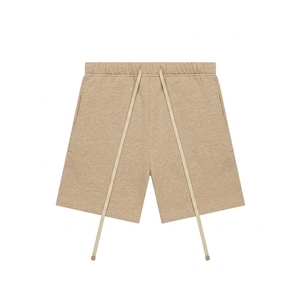 Shorts Bermuda pour homme en coton gris, cordon de serrage à la taille, style hip-hop, écologiques, couleur unie - Product Image 2