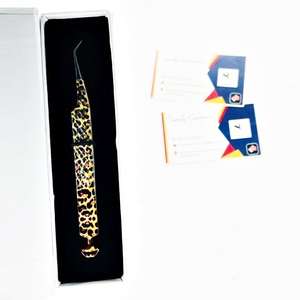 Somofy Enterprises <b>Eyelash</b> <b>Tweezers</b> Bottom Design Leopard Print Stainless Steel Smooth Tip Perfect Grip 10mm Precision Tool <b>Box</b> - Product Image 4