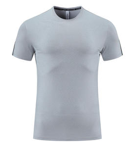 T-shirt à manches courtes pour homme, séchage rapide, coupe ajustée, col rond, sportif, motif géométrique noir, tricoté en polyester - Product Image 3