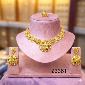 Parure de bijoux plaqué or 24 carats en alliage de zinc, style vintage Dubaï, avec broche fleur de perle, boucles d'oreilles et collier, idéale pour un anniversaire, cadeau tendance - Product Image 4