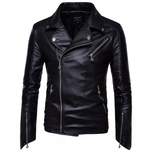 Chaqueta de Motociclista Unisex Marrón de Poliéster y Cuero Impermeable, Cuello Alto, Cierre de Cremallera, Corte Ajustado, Manga Regular, Frente Sólido - Product Image 3