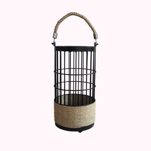 Lanterne à bougie en métal bleu en forme de cage à oiseaux, avec dessus en dôme, poignée annulaire, structure en fil de fer, centre de table décoratif en fer - Product Image 2